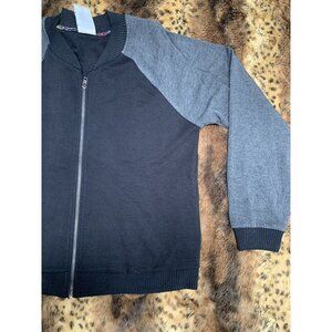 Anthropologie Dolan Womens Varsity Colorblock  Jacket Large Black Zip-Up New